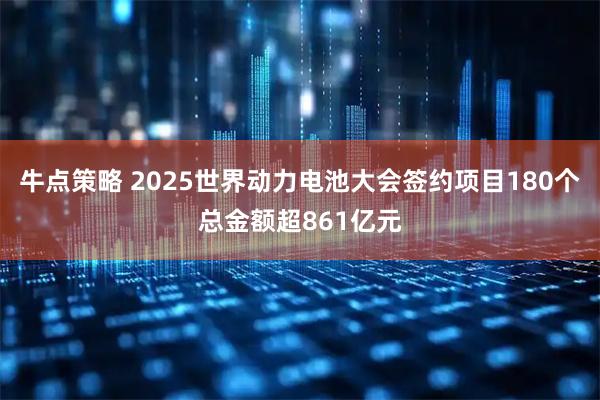 牛点策略 2025世界动力电池大会签约项目180个总金额超861亿元