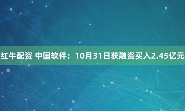 红牛配资 中国软件：10月31日获融资买入2.45亿元