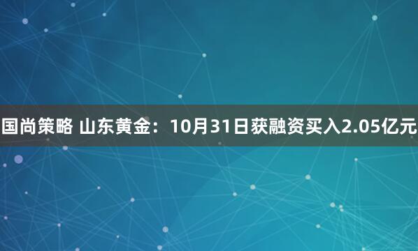 国尚策略 山东黄金:10月31日获融资买入2.05亿元